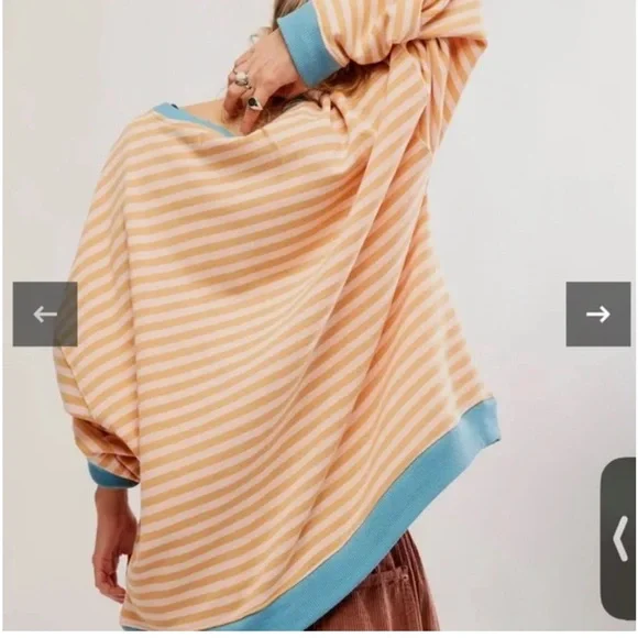 We The Free Striped Classic Crew Size Med Latte Combo NWOT Retail $98 - Picture 5 of 8